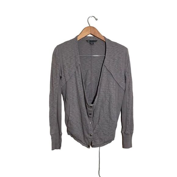 Armani Exchange Cotton Jacket Women’s Small Drawstring Waist Cropped‎ Back Gray - Picture 1 of 8